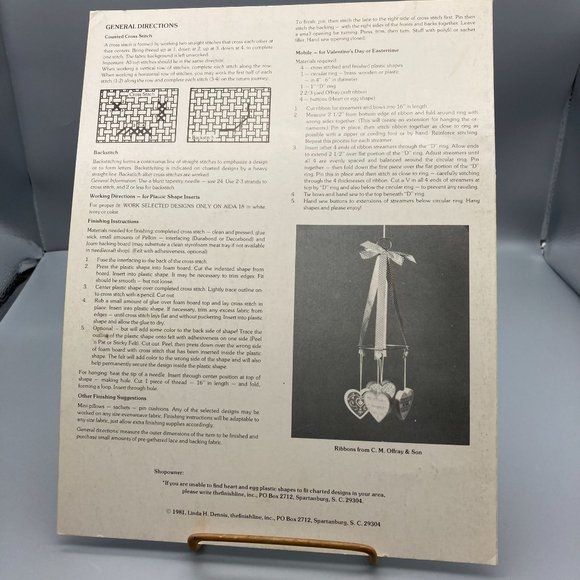 Vintage Cross Stitch Patterns, Valentine and Eastertime by Linda Dennis, Leaflet - Picture 2 of 2